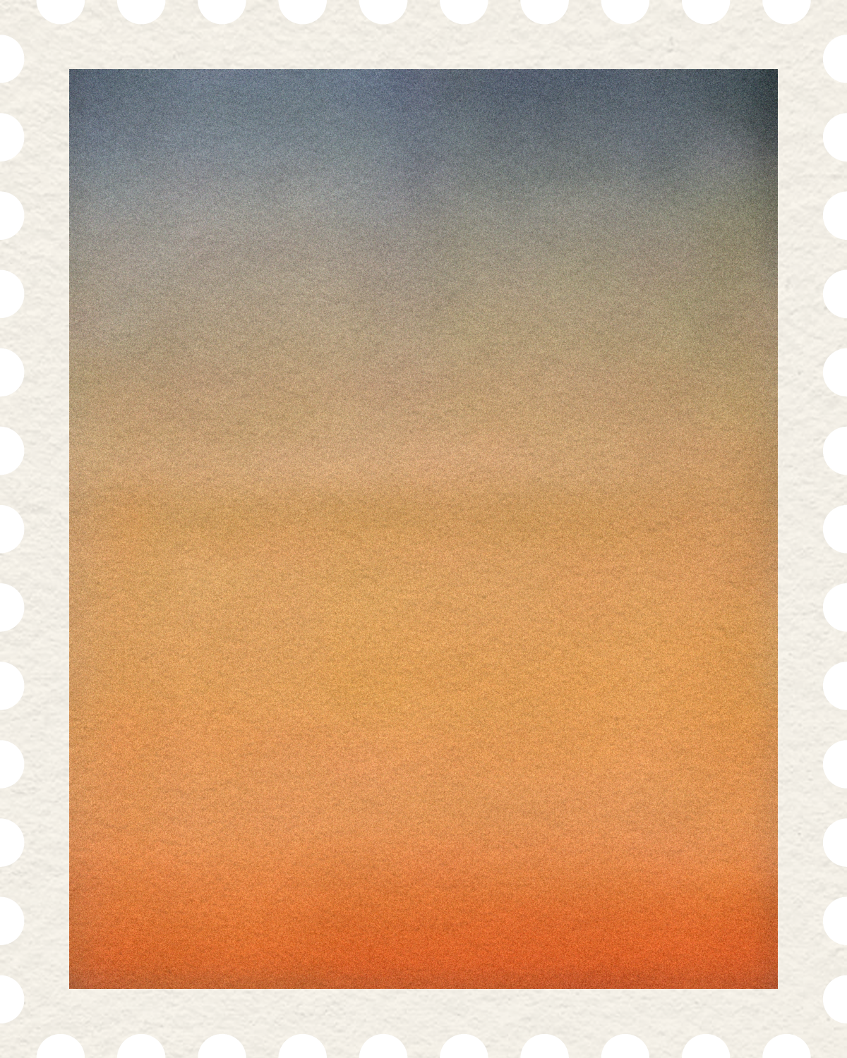 Postage stamp of a blue-grey to orange sky gradient with soft pale shapes